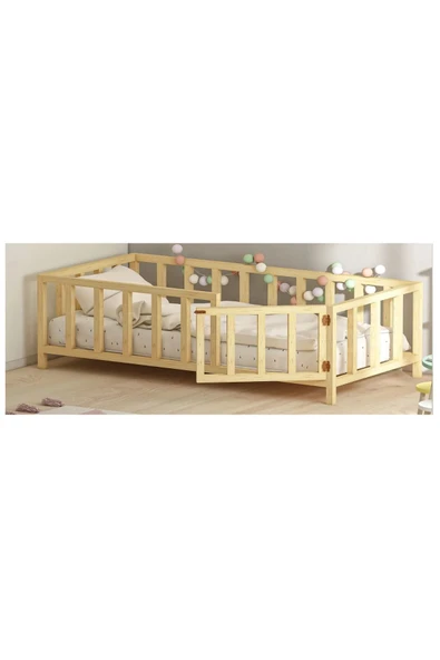 Özgök Tarım Kapılı Unisex Montessori Bebek Ve Çocuk Karyolası Doğal Ahşap Yatak 70x130 ürün görseli