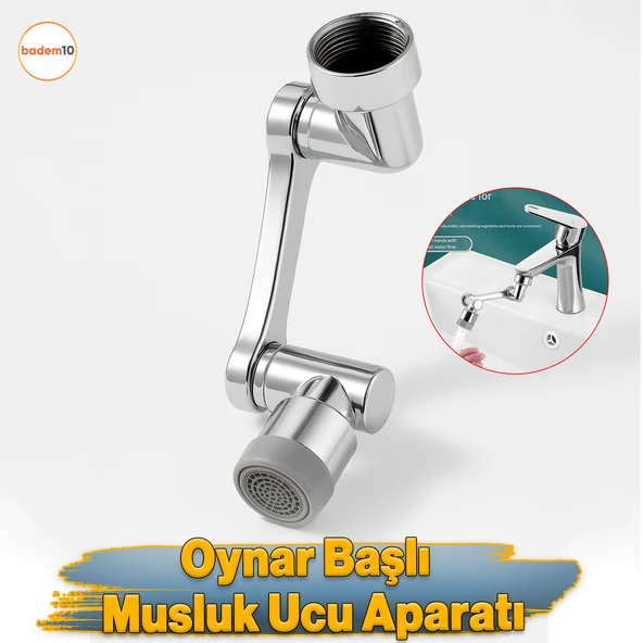 Perlatörlü Esnek Evye Musluk Başlığı 180° Döner Su Tasarruflu Krom Mutfak Bataryası Adaptör Musluk ürün görseli