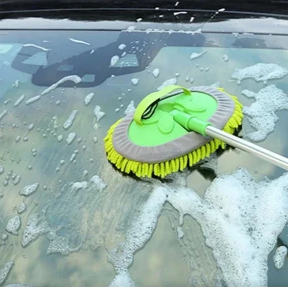 Araç Yıkama Mopu Yedek Başlıklı Araç Yıkama Fırçası Süngeri Mikrofiber 1metre Ayarlanabilir - Resim 2