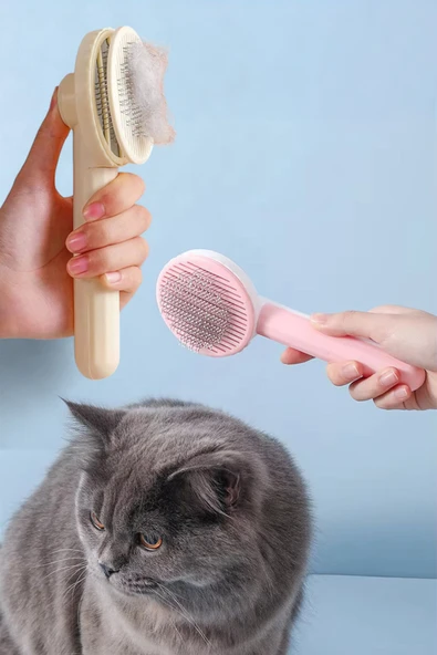 İronika Tuşlu Otomatik Temizlenen Kedi Köpek Tüy Toplayıcı Tarak Evcil Hayvan Fırçası Tarağı - 1