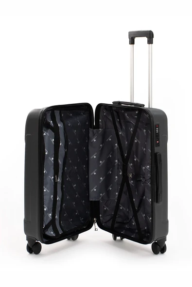 Petra Lüx 2'li Abs Valiz Seti Büyük & Orta Boy Antrasit - Resim 4