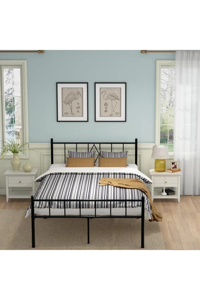 Özgök Tarım ÖZGÖK TARIM Metal Karyola, CNS Başlıklı Metal Karyola Siyah Renk, Tek ve Çift Kişilik,Ölçü Seçenekli 120x200 - Resim 6