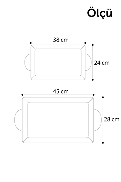 İronika 2'li Kararmaz Dekoratif Dikdörtgen Gümüş Kahve Çay Tepsisi Sunum Tepsisi - Resim 3