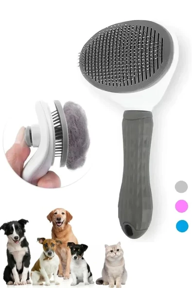 İronika Tuşlu Otomatik Temizlenen Kedi Köpek Tüy Toplayıcı Tarak Evcil Hayvan Fırçası Tarağı - 1