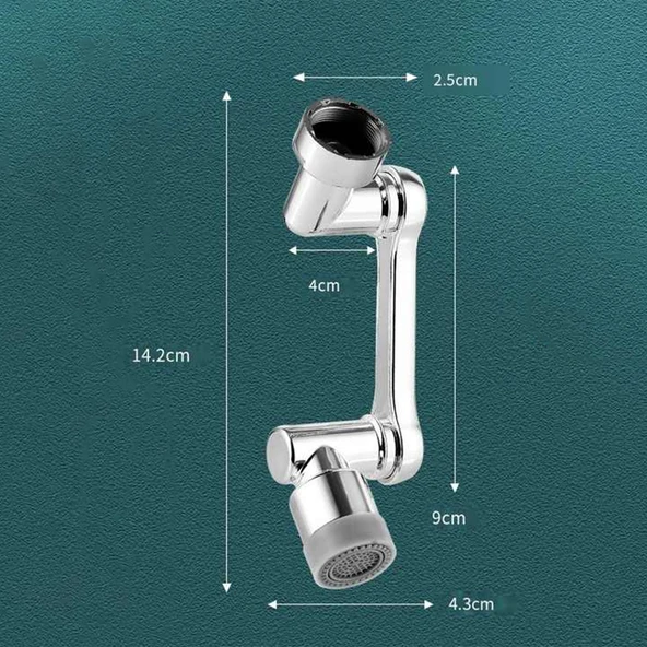Perlatörlü Esnek Evye Musluk Başlığı 180° Döner Su Tasarruflu Krom Mutfak Bataryası Adaptör Musluk - Resim 4
