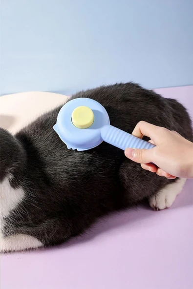 İronika Tuşlu Otomatik Temizlenen Kedi Köpek Tüy Toplayıcı Tarak Evcil Hayvan Tarağı Fırçası - 5