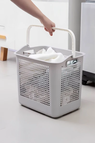 İronika Samba Kirli Temiz Çamaşır Sepeti Çok Amaçlı Oyuncak Sepeti - Latte - Resim 2