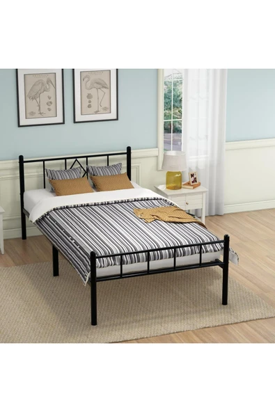 Özgök Tarım ÖZGÖK TARIM Metal Karyola, CNS Başlıklı Metal Karyola Siyah Renk, Tek ve Çift Kişilik,Ölçü Seçenekli 90x200 - Resim 4