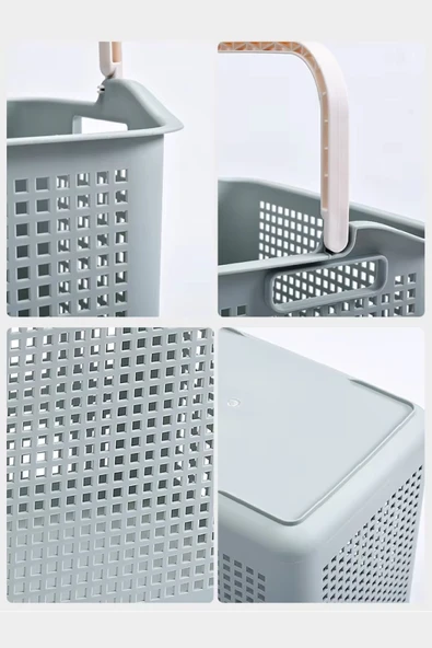 İronika Samba Kirli Temiz Çamaşır Sepeti Çok Amaçlı Oyuncak Sepeti - Latte - Resim 6