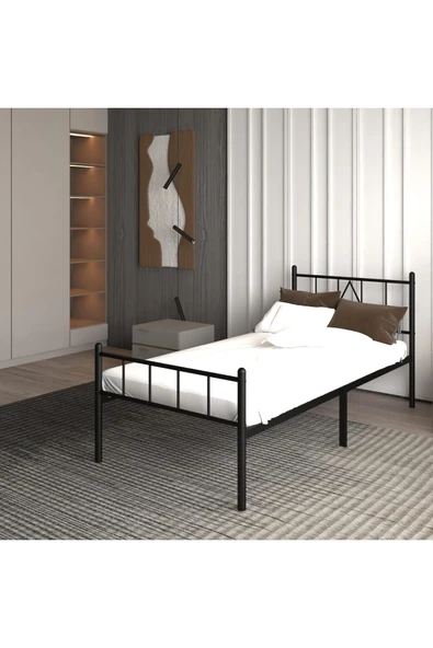 Özgök Tarım ÖZGÖK TARIM Metal Karyola, CNS Başlıklı Metal Karyola Siyah Renk, Tek ve Çift Kişilik,Ölçü Seçenekli 100x200 - Resim 7