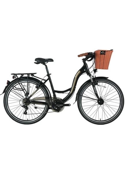 BİSAN SANDY SEPETLİ BAYAN ŞEHİR BİSİKLETİ 43CM V 26 JANT 21 VİTES MAT SİYAH GOLD ürün görseli