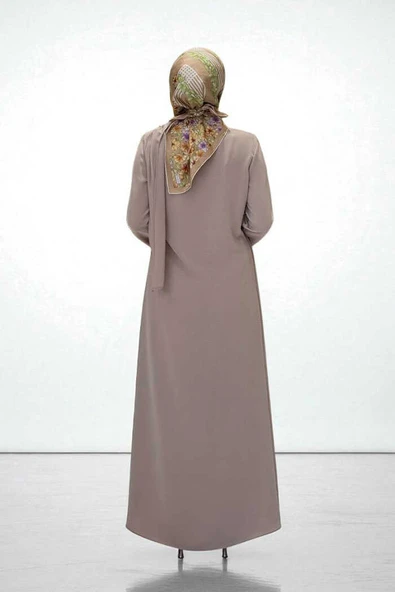 Tek Omuz Gold Toka Detaylı Tunik Pantolon Takım 8698 Vizon - Resim 2