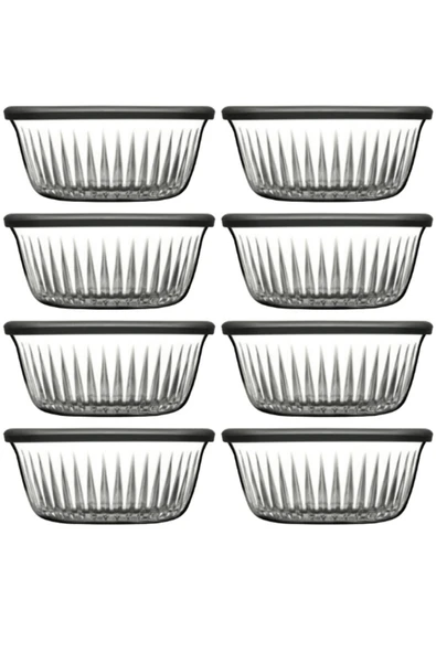 530156 Frezya 8'li Gri Kapaklı Kase Saklama Kabı