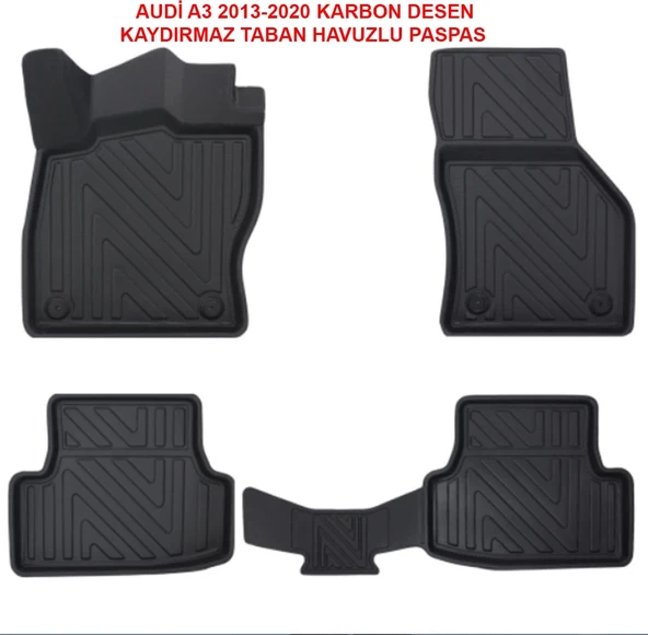 Audi A-3 2013-2020 4D Premium Havuzlu Paspas-Kaydırmaz Taban ürün görseli 1