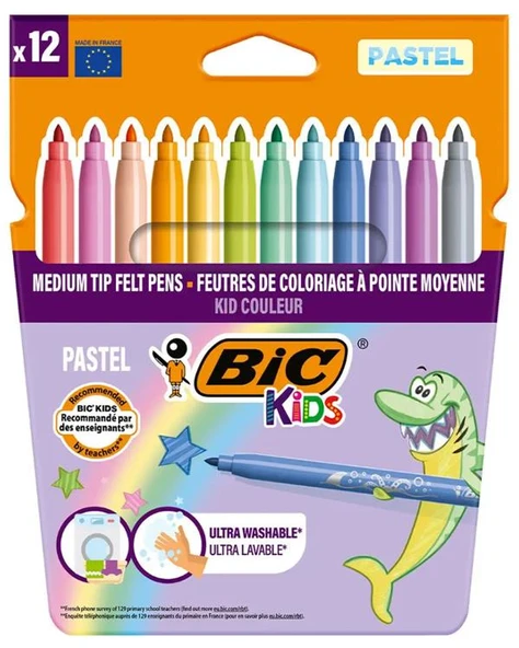 Bic Kids Couleur Keçeli Boya Kalemi Pastel Renkler 12Li