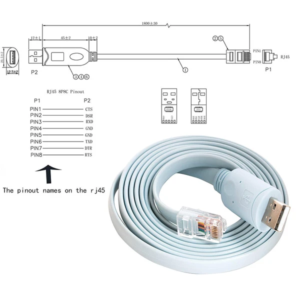 USB 2.0 to RJ45 Cisco konsol kablo FTDI  FT232RL chipsetli Cisco Uyumlu Kablo - 3