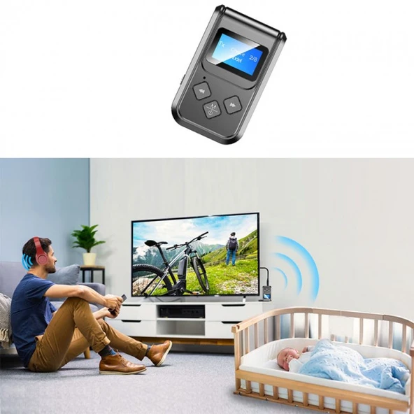Bluetooth 5.0 2in1 Alıcı verici Düşük Gecikmeli lcd ekranlı BT kit - Resim 4