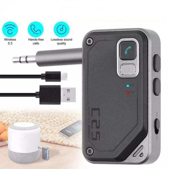 Bluetooth 5.3 Kablosuz 2in1 Verici Alıcı ses Adaptörü 3.5mm aux girişli - 4