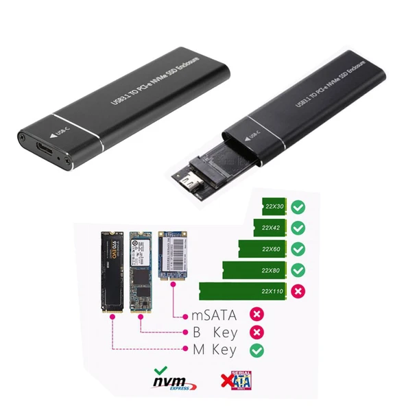 Usb 3.1 Type c  Nvme ssd taşınabilir harici harddisk kutusu - Resim 4