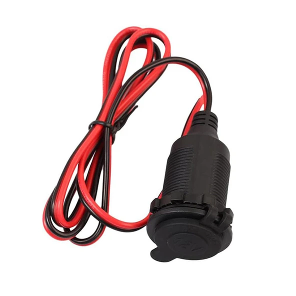 Montajlanabilir araç dişi çakmak soketi vidalı şarj soketi 1m kablolu ürün görseli 1