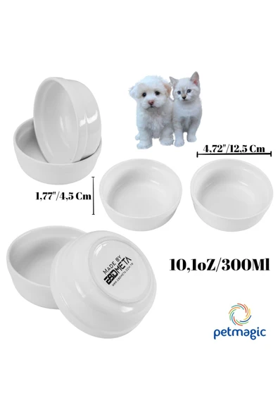 Petmagic Ahşap, Beyaz Seramik Kaseli Kedi, Mini Irk Köpek Mama Kabı, Açık Mavi - Resim 5