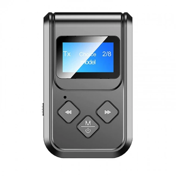 Bluetooth 5.0 2in1 Alıcı verici Düşük Gecikmeli lcd ekranlı BT kit ürün görseli 1