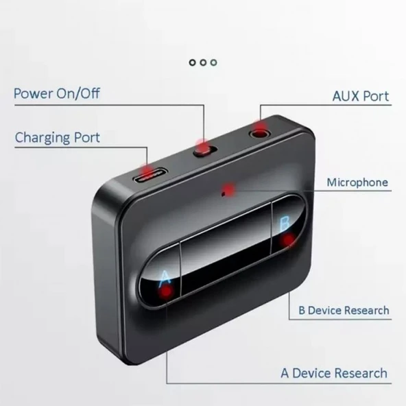 Bluetooth 5.0 Çoklu kablosuz alıcı-verici düşük gecikmeli aux girişli - 4