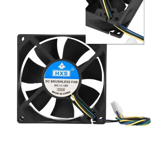 12v 8cm 4 pinli kasa fanı DC 12v 8x8x2.5cm 4 pin fan - Resim 3