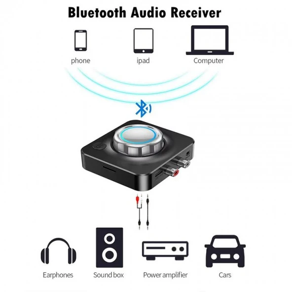 mikro hafıza kart girişli Bluetooth 5.1 kablosuz Ses Alıcısı - 3