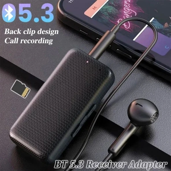 Aux Bluetooth V5.3 şarjlı ses alıcı-verici Mikro hafıza kart girişli bluetooth adapör - 3