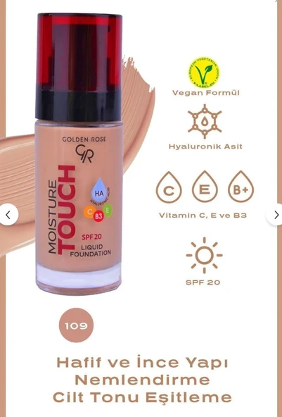 Golden Rose Moisture Touch Liquid Foundation Spf 20 No:109 - 1