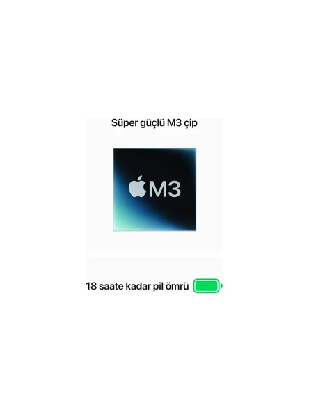 Apple MacBook Air M3 16GB 256GB SSD macOS 15" Taşınabilir Bilgisayar Gece Yarısı MC9G4TU/A - 4