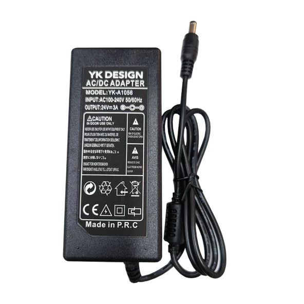 24V 3A Standart uç çapı 5.5mm*2.5mm AC-DC 24 volt 3 amper adaptör ürün görseli 1