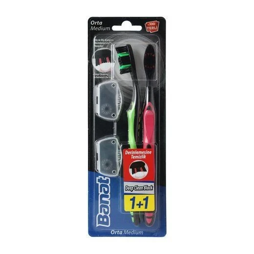 Banat Deep Clean Black Diş Fırçası Medium 1+1 ürün görseli