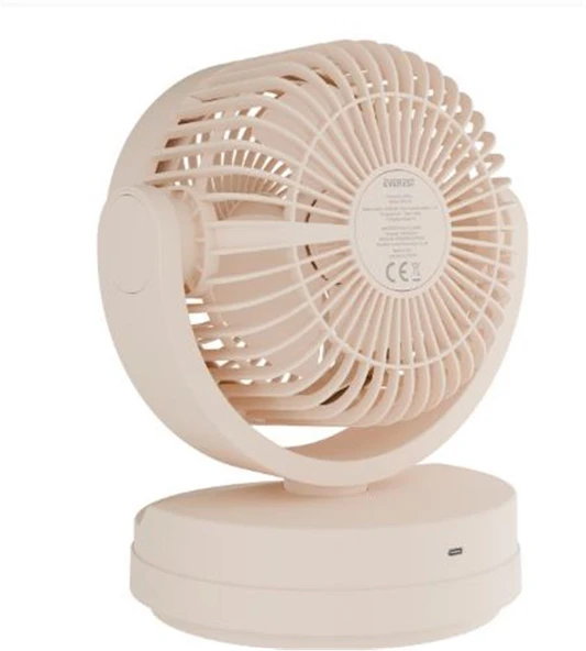 Everest EFN-509 Krem- Kahve 7 İnç 3 Kademeli 2100 RPM Hız Duvar Tıpı Ve Masaüstü Usb Fan - Resim 2