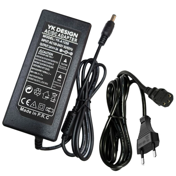 24V 3A Standart uç çapı 5.5mm*2.5mm AC-DC 24 volt 3 amper adaptör - Resim 5