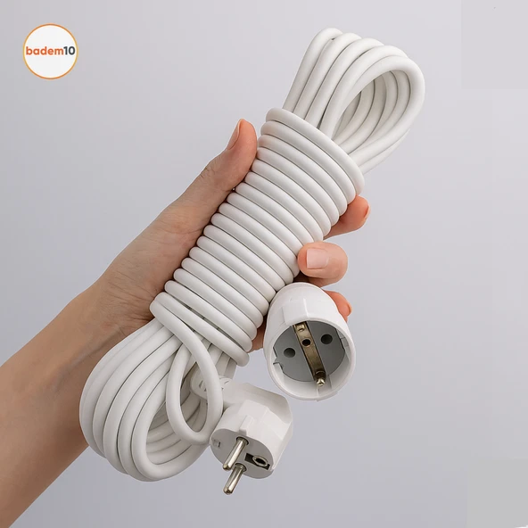 Seyyar Uzatma Kablosu 10 Metre Dişi-Erkek Fişli F19C Kalın Priz Prizli Sanayi Bahçe Elektrik Kablosu - Resim 2