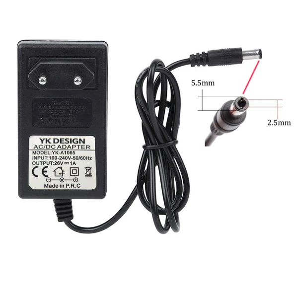 26v 1A şarjlı Süpürge adaptörü AC-DC 26 volt 1 amper şarjlı süpürge adaptörü - Resim 4