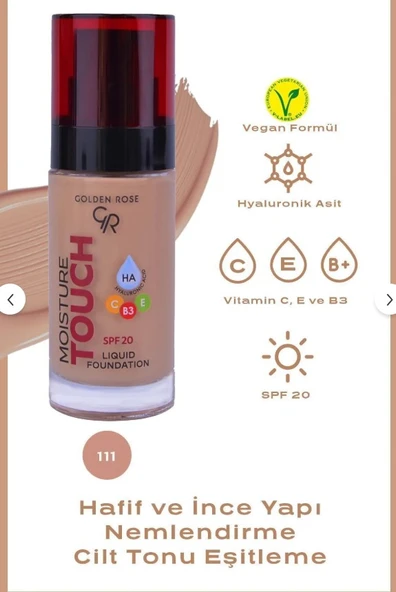 Golden Rose Moisture Touch Liquid Foundation Spf 20 No:111 - 1