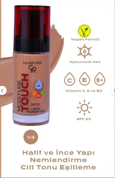 Golden Rose Moisture Touch Liquid Foundation Spf 20 No:113 - 1