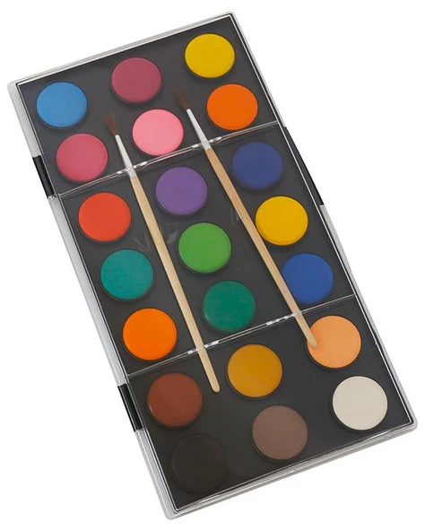 Samur Büyük Boy Sulu Boya 21 Renk 2li Fırça - Resim 3