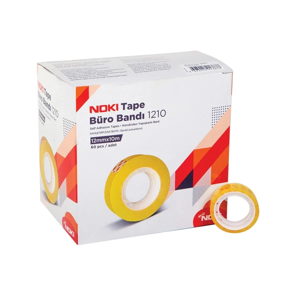 Noki Tape 1210 Şeffaf Büro Bandı 12mm x 10m 60’lı Ekonomik Paket Ofis & Kırtasiye Bant Seti