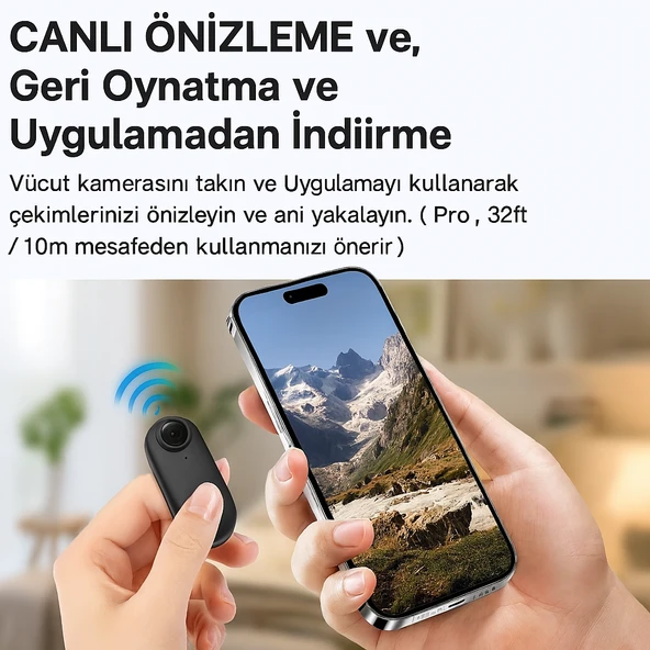 QASUL 1080P Cep Mini Spor Vücut Kamerası Taşınabilir Kask Vlog Kamera  Wifi Kablosuz APP Kontrol - 7