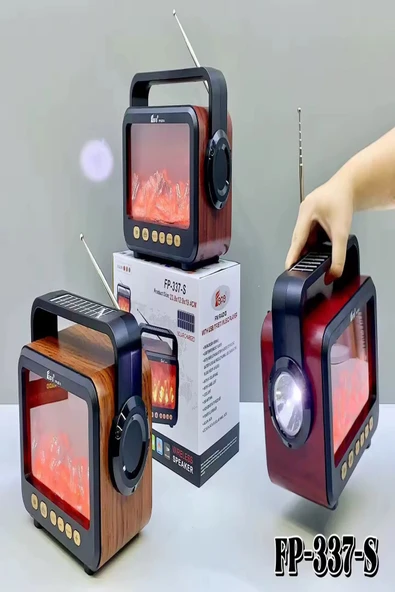 ULTRATEKNO Solar Panelli Şömine Nostaljik Görünümlü Bluetoothlu Ve Fenerli Mp3 Çalar Radyo Müzik Kutusu - 5