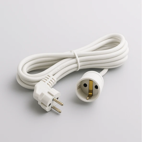 Seyyar Uzatma Kablosu 3 Metre Dişi-Erkek Fişli F19C Kalın Priz Prizli Sanayi Bahçe Elektrik Kablosu - Resim 3