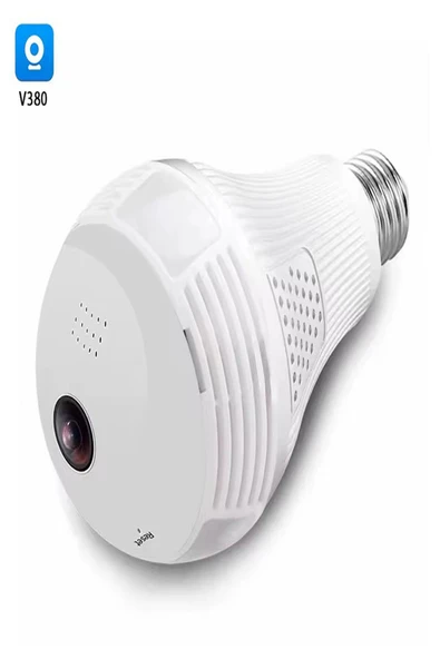 ULTRATEKNO Gerçek 1080P FHD Ampul Kamera Balık Gözü Lens 360° Panoramik Ev Güvenlik Kamerası + 32GB Hafıza Kart - 8