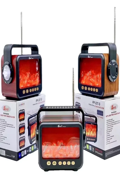 ULTRATEKNO Solar Panelli Şömine Nostaljik Görünümlü Bluetoothlu Ve Fenerli Mp3 Çalar Radyo Müzik Kutusu - 3