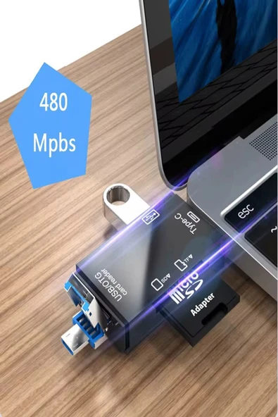 ULTRATEKNO 6in1 Tablet Telefon Uyumlu Micro SD Hafıza Kartı ve USB Flash Bellek , Klavye , Mouse OTG Çevirici - 5