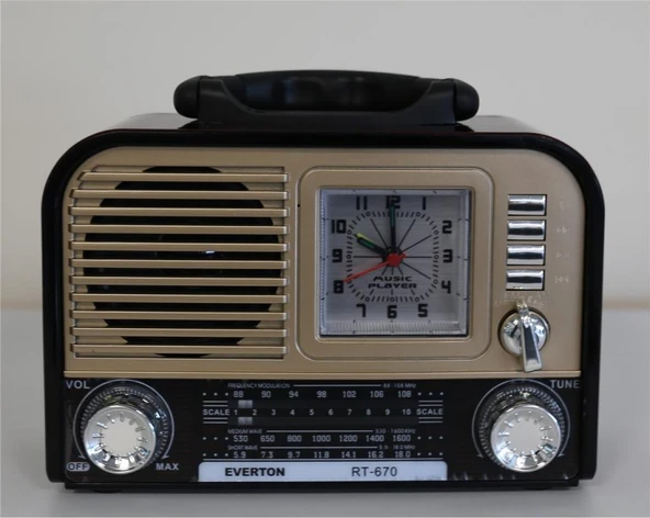 Everton RT-670 Bluetooth Usb-Micro Sd Saatli Nostaljik Radyo - Resim 2