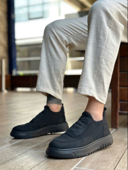 ET0911 Özel Örme Triko Deri Tozu Detaylı Günlük Spor Ayakkabı - Resim 2